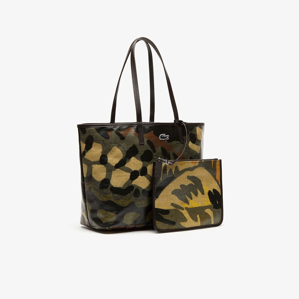 Womens Wo  Robert George Coated Print Canvas Tote Bag | Lacoste Original Green • D18