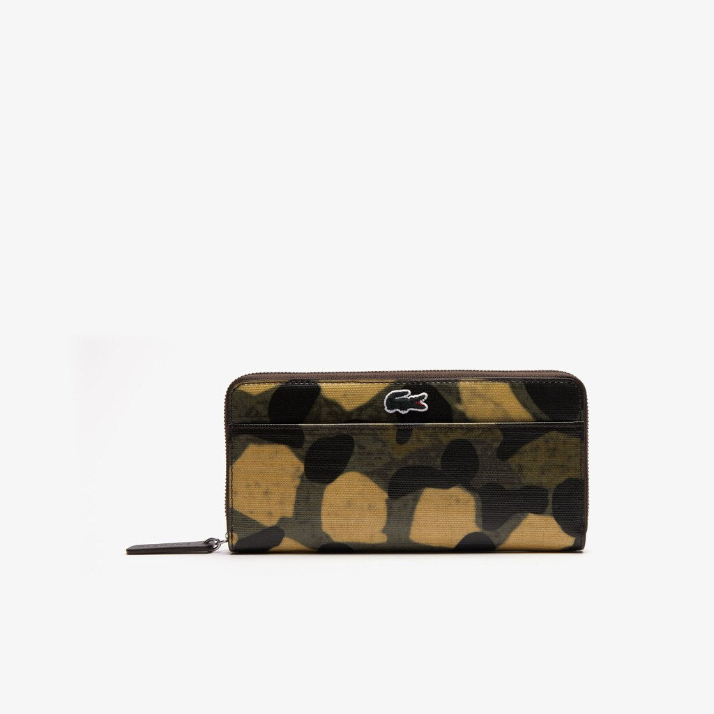 Womens Wo  Robert George Coated Print Canvas Zip Wallet | Lacoste Original Green • D18