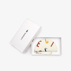 Womens Wo  Daily Classic Coated Print Canvas Half Moon Clutch | Lacoste Alphabet Egret • C89