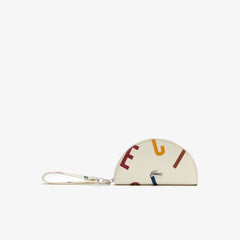 Womens Wo  Daily Classic Coated Print Canvas Half Moon Clutch | Lacoste Alphabet Egret • C89