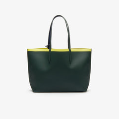 Womens Wo  Anna Reversible Contrast Band Coated Canvas Tote Bag | Lacoste Scarab Peacoat Green Shee • D04