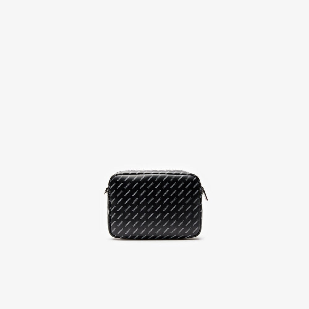 Womens Wo  Lacoste LIVE Coated Print Canvas Shoulder Bag | Lacoste Allover Lacoste Black • C68