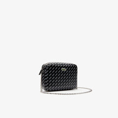 Womens Wo  Lacoste LIVE Coated Print Canvas Shoulder Bag | Lacoste Allover Lacoste Black • C68