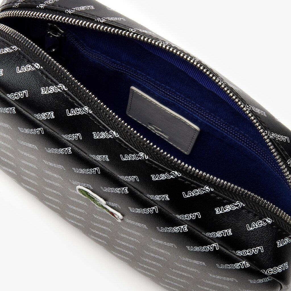 Womens Wo  Lacoste LIVE Coated Print Canvas Shoulder Bag | Lacoste Allover Lacoste Black • C68