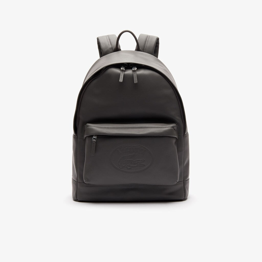 Mens   L.12.12 Casual Embossed Lettering Leather Backpack | Lacoste Dark Gull Gray • C53