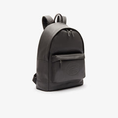 Mens   L.12.12 Casual Embossed Lettering Leather Backpack | Lacoste Dark Gull Gray • C53