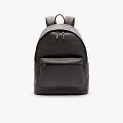 Mens   L.12.12 Casual Embossed Lettering Leather Backpack | Lacoste Dark Gull Gray • C53