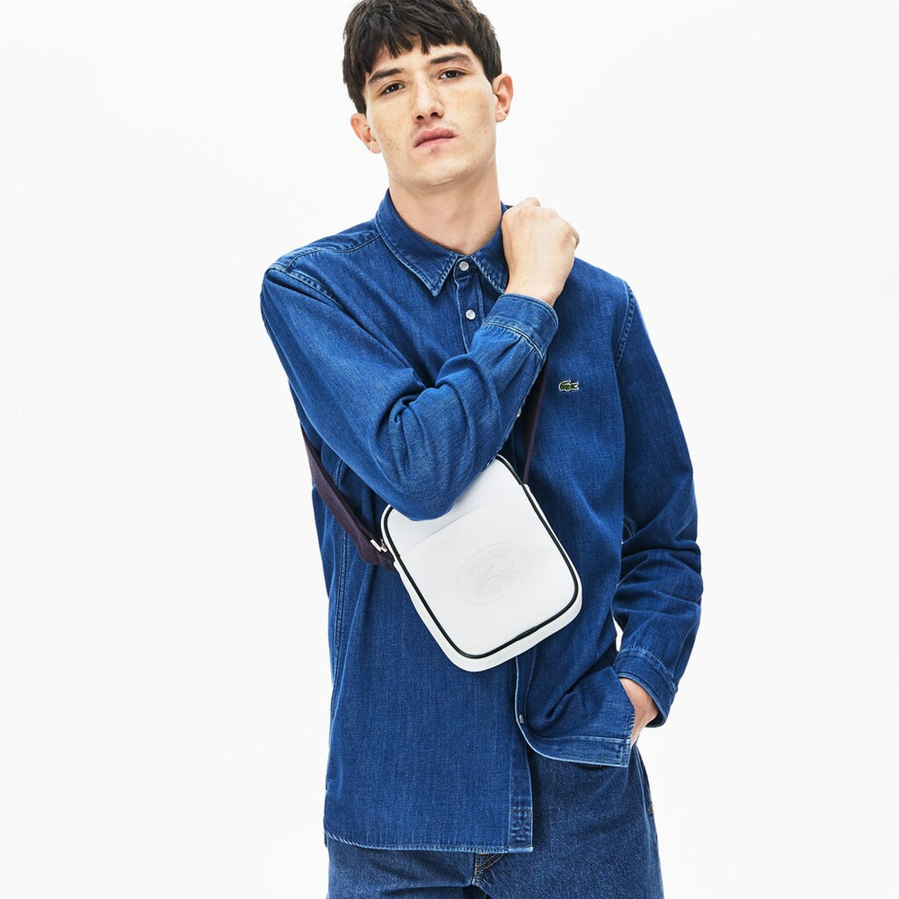 Mens   1930’s Original Coated Canvas Vertical Bag | Lacoste White Peacoat • 910