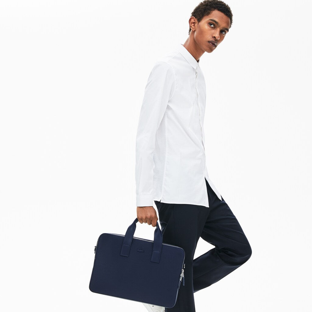 Mens   Chantaco Matte Piqué Leather Computer Bag | Lacoste Peacoat • 021