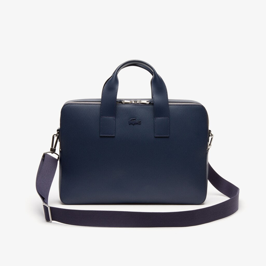 Mens   Chantaco Matte Piqué Leather Computer Bag | Lacoste Peacoat • 021