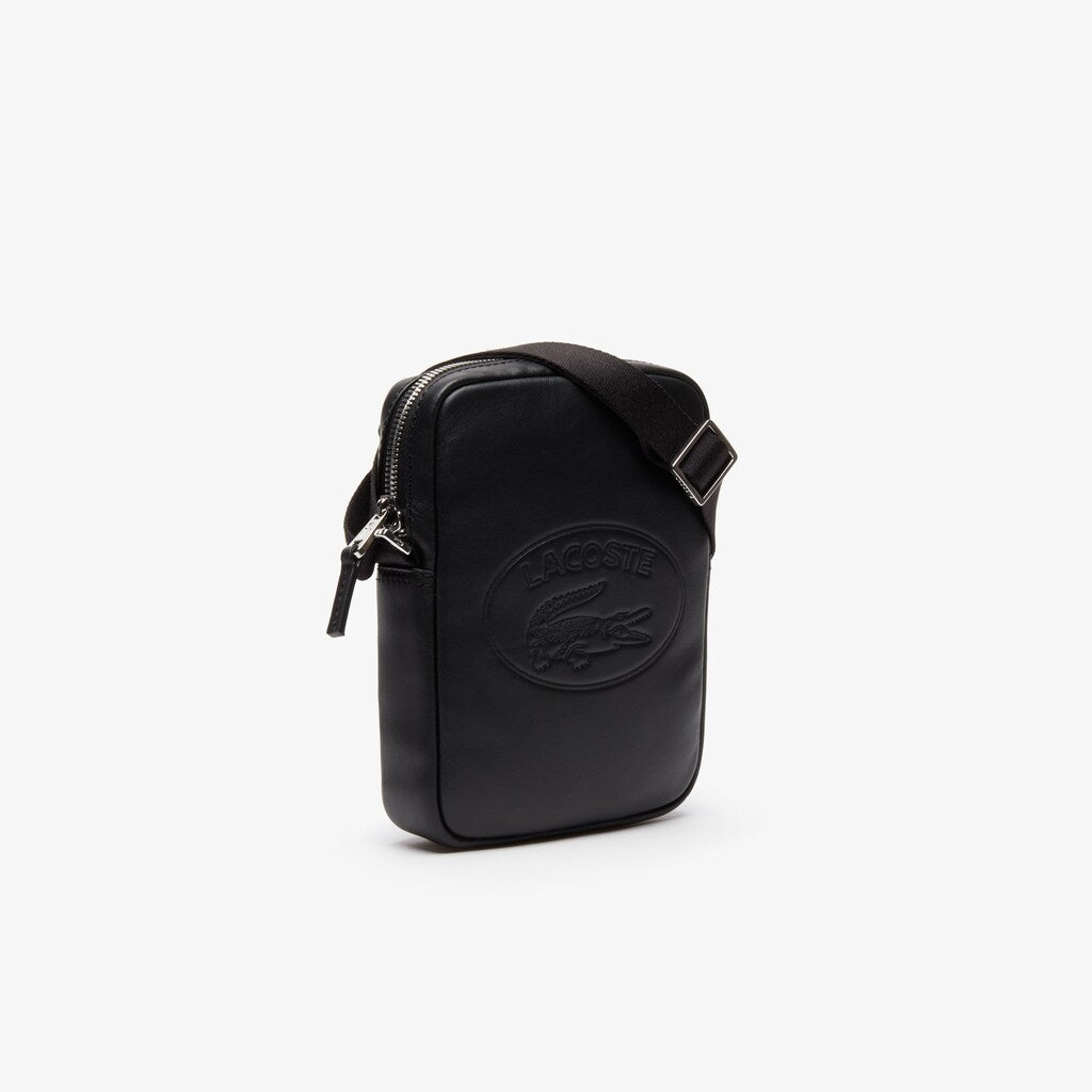 Mens   L.12.12 Leather Camera Bag | Lacoste Black • 000