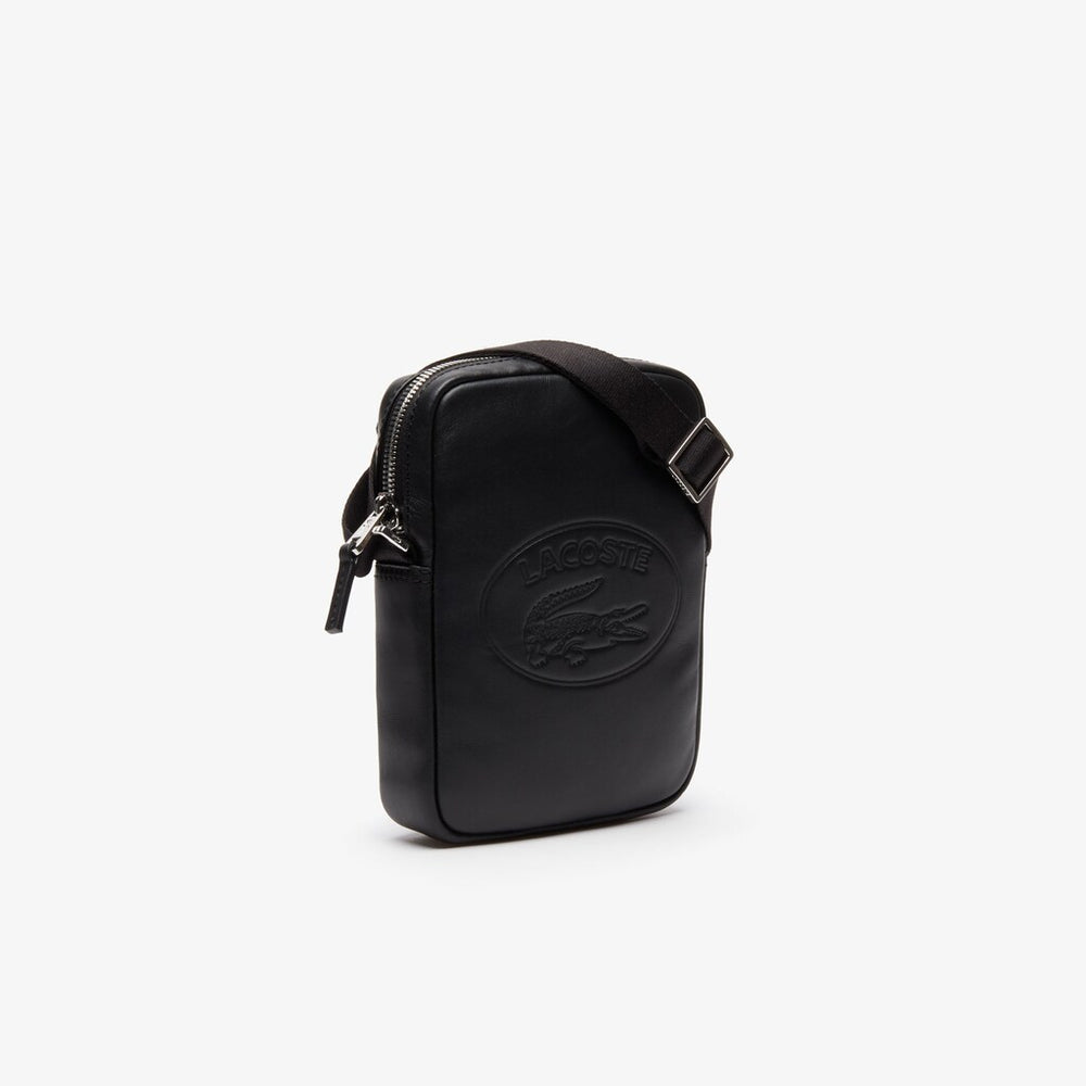 Mens   L.12.12 Leather Camera Bag | Lacoste Black • 000