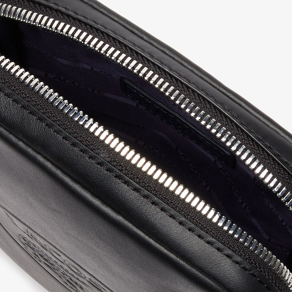 Mens   L.12.12 Leather Camera Bag | Lacoste Black • 000