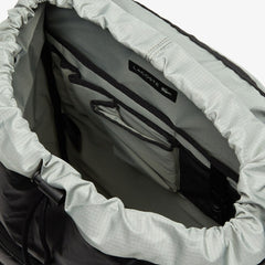 Mens   Altitude Drawstring Flap Nylon Backpack | Lacoste Black • 000