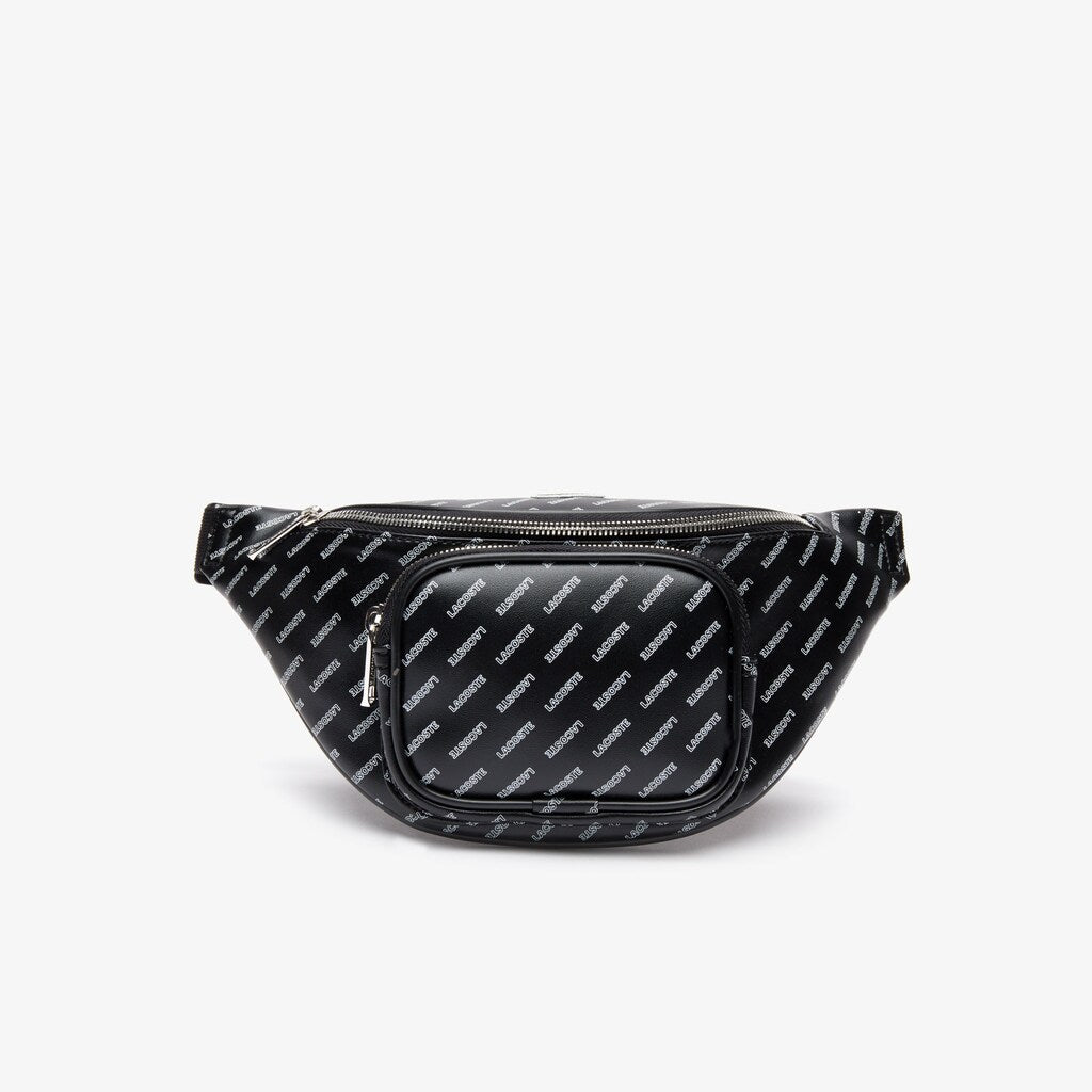 Mens   Lacoste LIVE Coated Print Canvas Belt Bag | Lacoste Allover Lacoste Black • C68