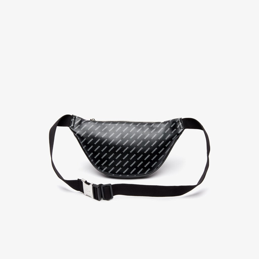 Mens   Lacoste LIVE Coated Print Canvas Belt Bag | Lacoste Allover Lacoste Black • C68