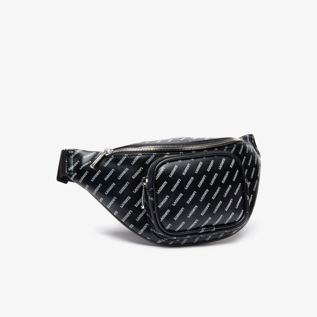 Mens   Lacoste LIVE Coated Print Canvas Belt Bag | Lacoste Allover Lacoste Black • C68