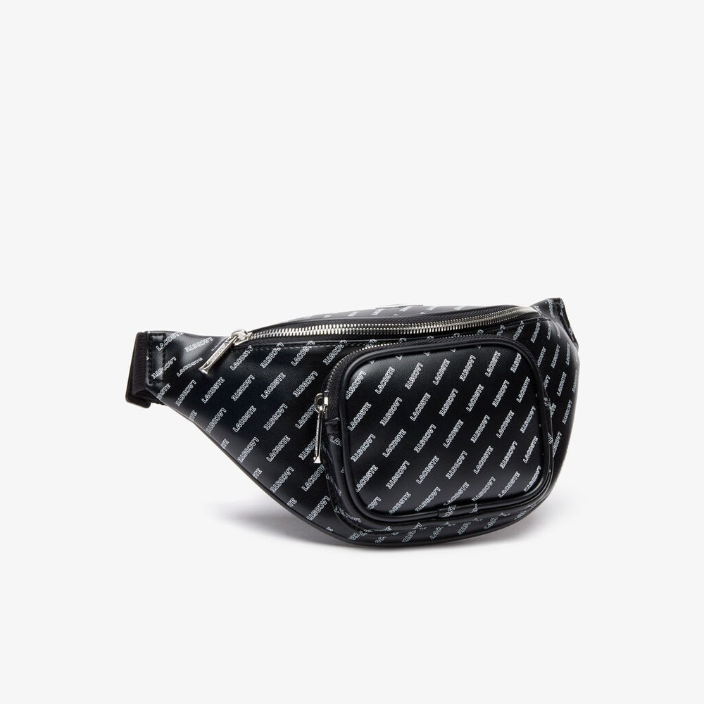 Mens   Lacoste LIVE Coated Print Canvas Belt Bag | Lacoste Allover Lacoste Black • C68