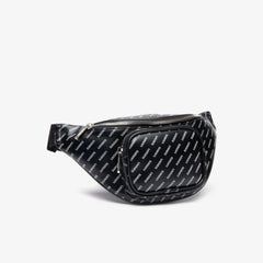 Mens   Lacoste LIVE Coated Print Canvas Belt Bag | Lacoste Allover Lacoste Black • C68