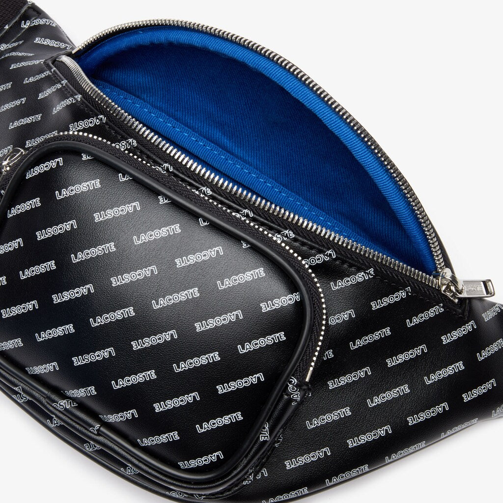 Mens   Lacoste LIVE Coated Print Canvas Belt Bag | Lacoste Allover Lacoste Black • C68