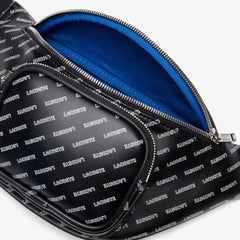 Mens   Lacoste LIVE Coated Print Canvas Belt Bag | Lacoste Allover Lacoste Black • C68
