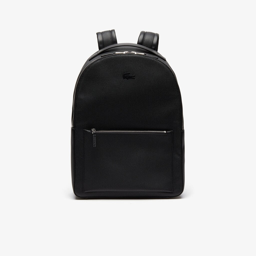 Mens   Chantaco Soft Leather Zip Backpack | Lacoste Black • 000
