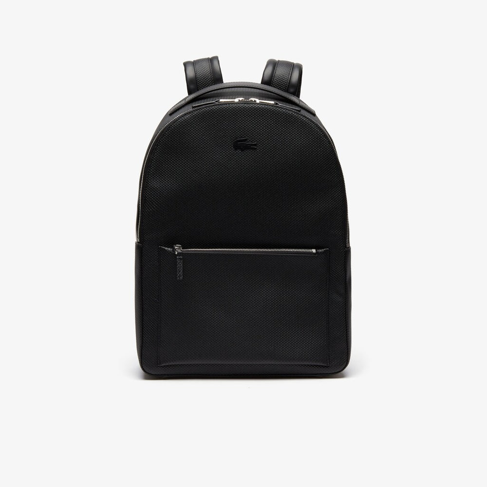 Mens   Chantaco Soft Leather Zip Backpack | Lacoste Black • 000