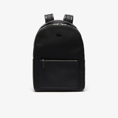 Mens   Chantaco Soft Leather Zip Backpack | Lacoste Black • 000