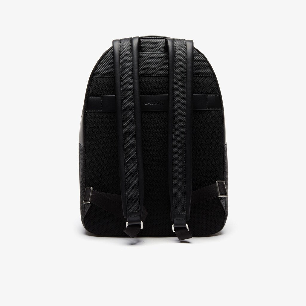 Mens   Chantaco Soft Leather Zip Backpack | Lacoste Black • 000