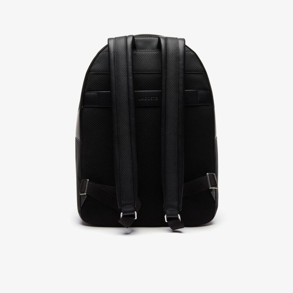 Mens   Chantaco Soft Leather Zip Backpack | Lacoste Black • 000