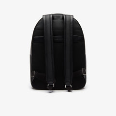 Mens   Chantaco Soft Leather Zip Backpack | Lacoste Black • 000