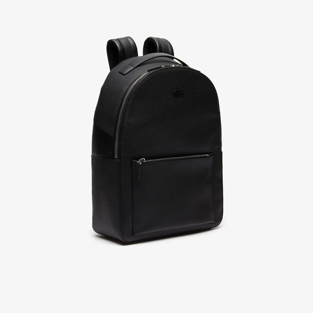 Mens   Chantaco Soft Leather Zip Backpack | Lacoste Black • 000
