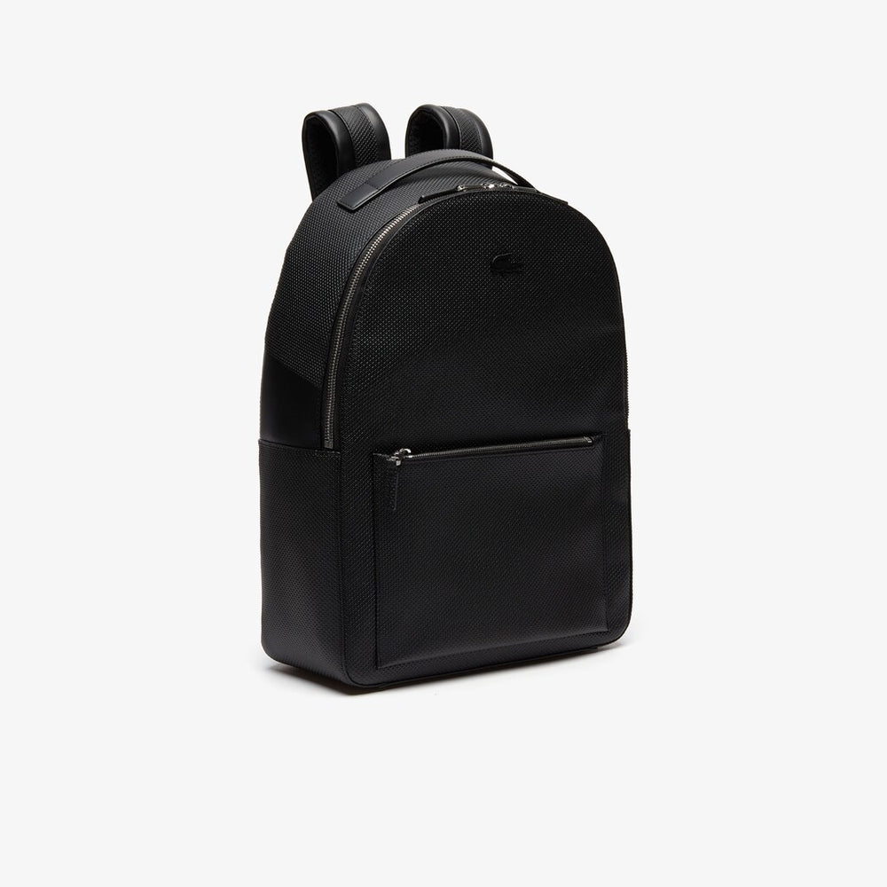 Mens   Chantaco Soft Leather Zip Backpack | Lacoste Black • 000