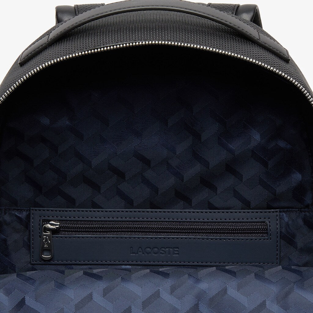 Mens   Chantaco Soft Leather Zip Backpack | Lacoste Black • 000