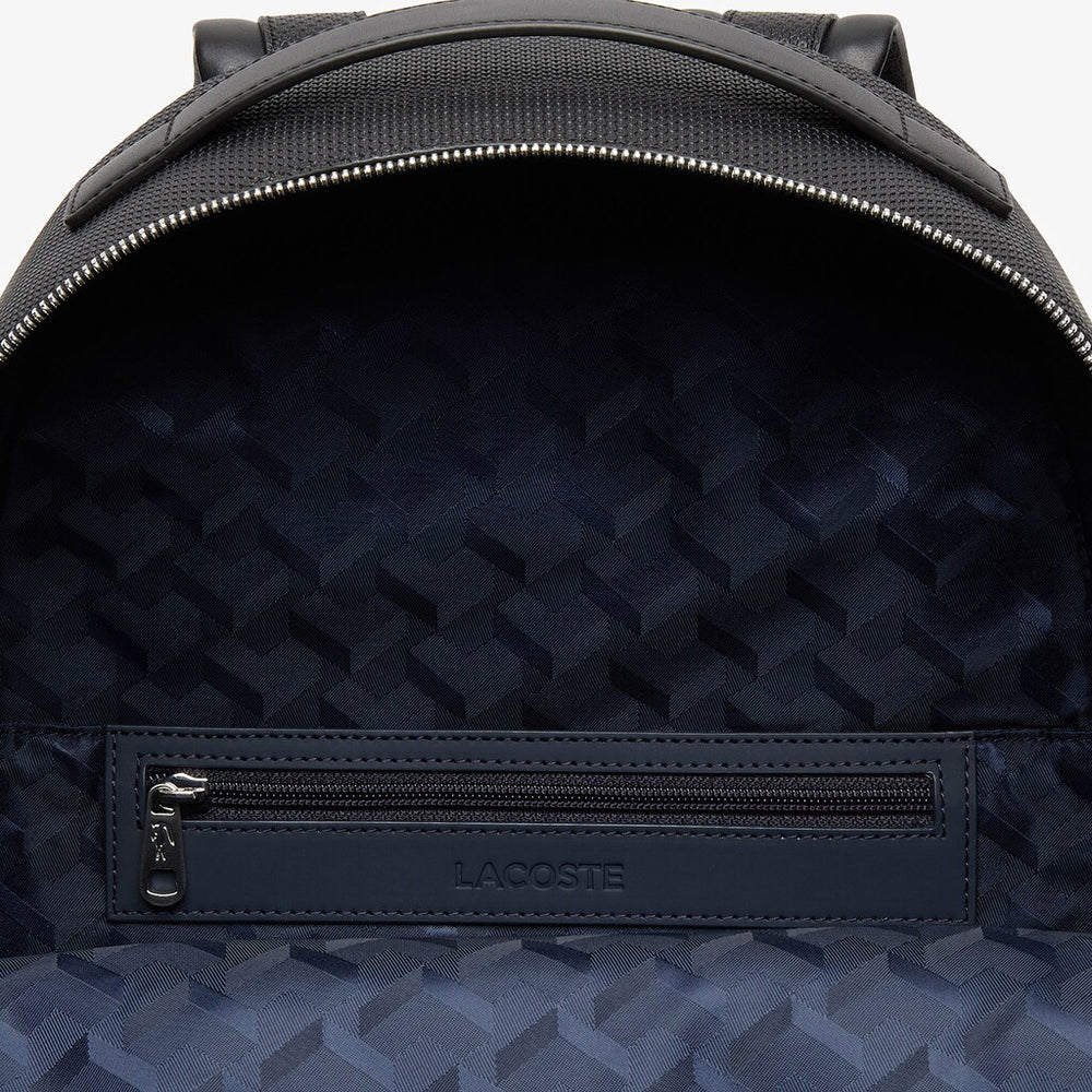 Mens   Chantaco Soft Leather Zip Backpack | Lacoste Black • 000