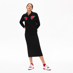Womens Wo  LIVE Rose-Embroidered Cropped Sweater | Lacoste Black • 031