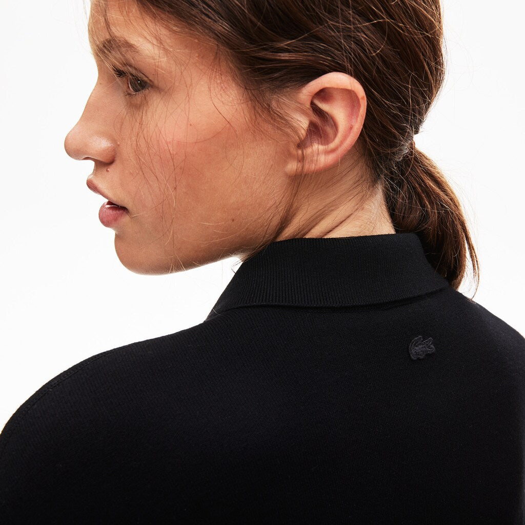 Womens Wo  LIVE Rose-Embroidered Cropped Sweater | Lacoste Black • 031