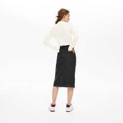 Womens Wo  Crewneck Checkerd-Logo Cotton Sweater | Lacoste White • 70V