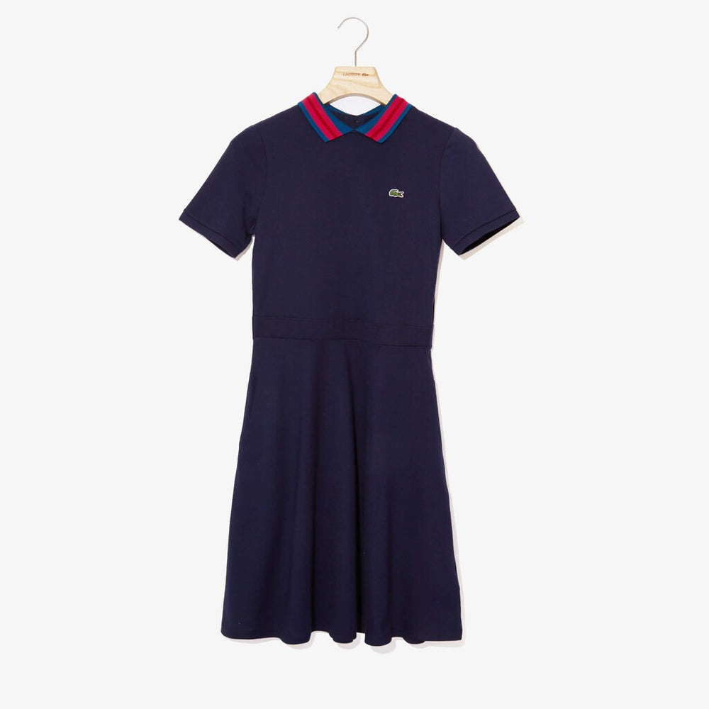 Womens Wo  Stretch Cotton Piqué Polo Dress | Lacoste Navy Blue • 166
