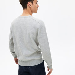 Mens   3D-Lettering Crewneck Cotton Blend Sweater | Lacoste Grey Chine • Cca