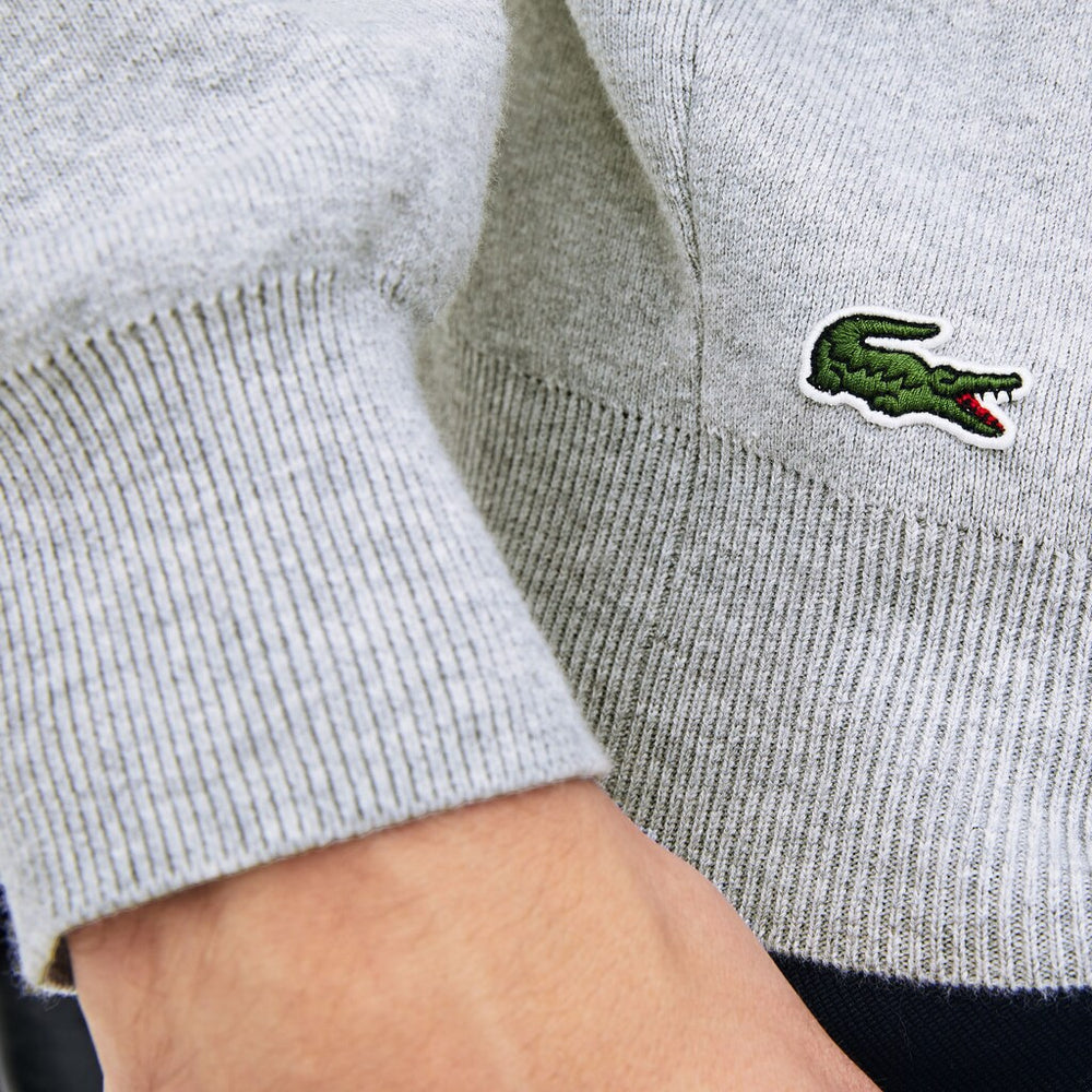 Mens   3D-Lettering Crewneck Cotton Blend Sweater | Lacoste Grey Chine • Cca