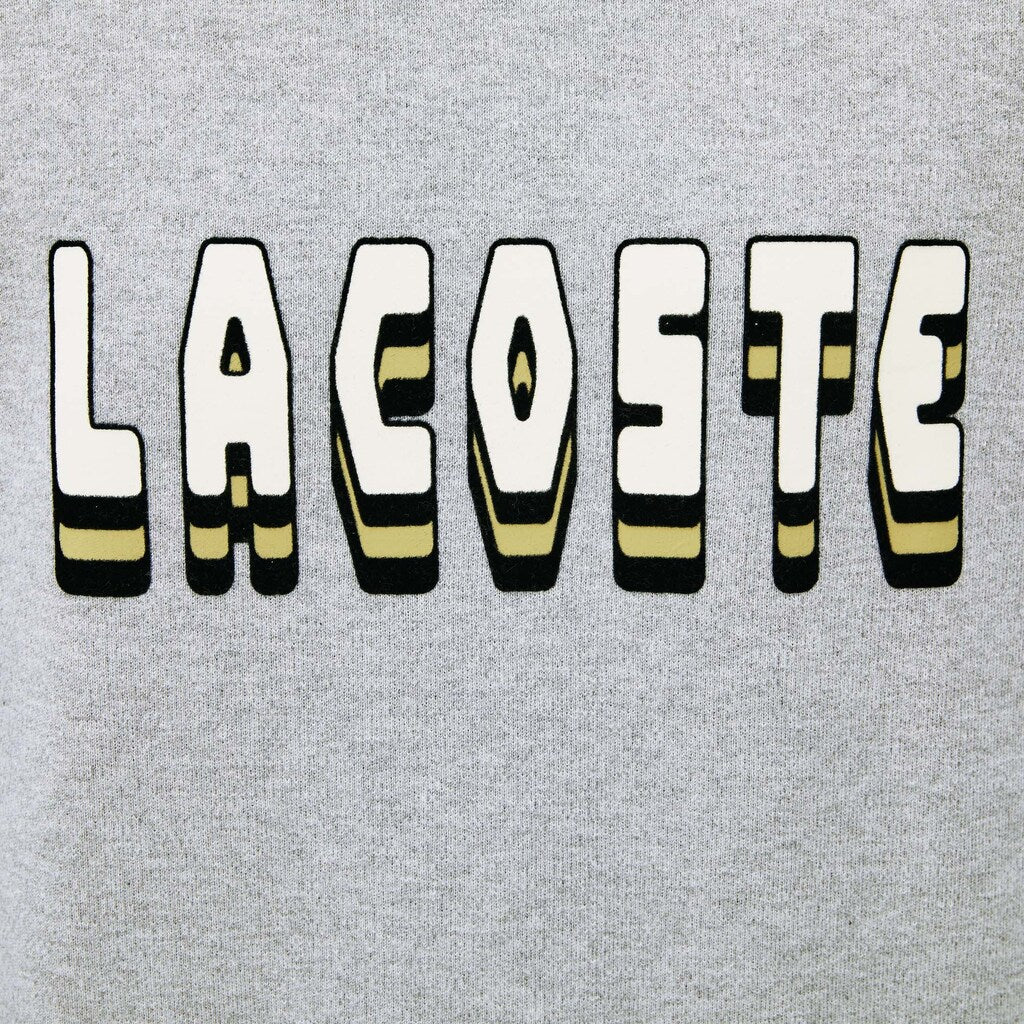 Mens   3D-Lettering Crewneck Cotton Blend Sweater | Lacoste Grey Chine • Cca