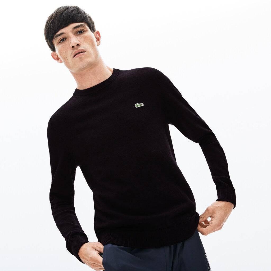 Mens   LIVE Crew Neck Cashmere And Cotton Sweater | Lacoste Black • 031