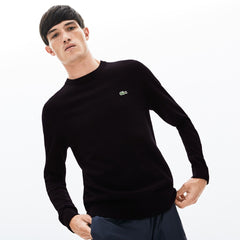 Mens   LIVE Crew Neck Cashmere And Cotton Sweater | Lacoste Black • 031