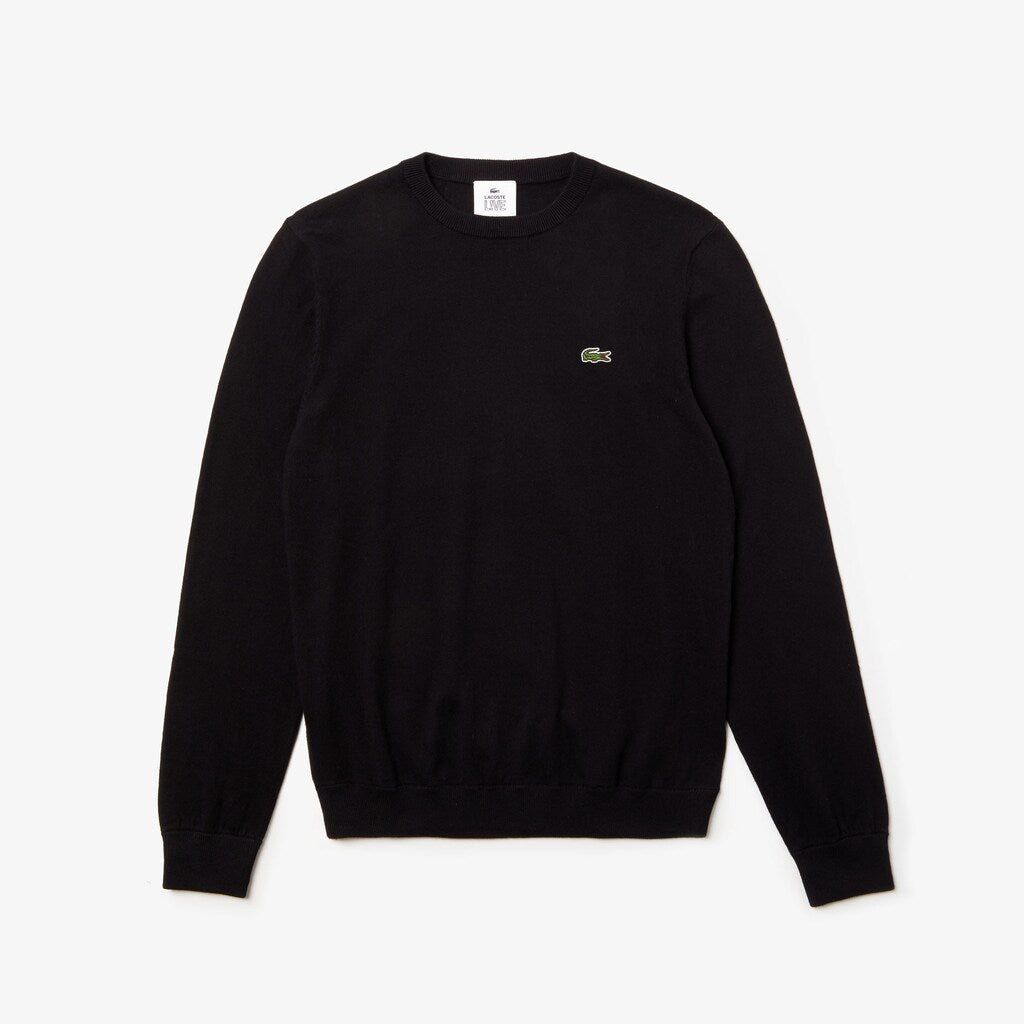 Mens   LIVE Crew Neck Cashmere And Cotton Sweater | Lacoste Black • 031
