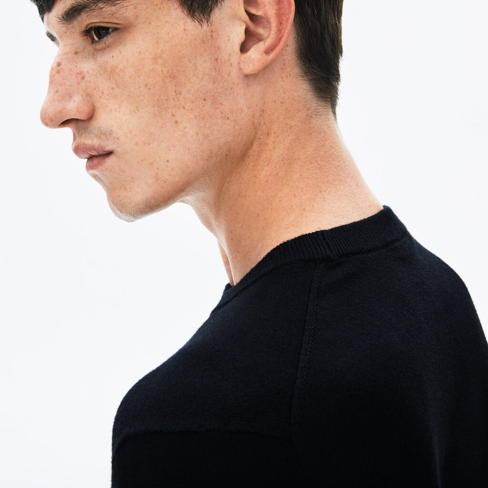 Mens   LIVE Crew Neck Cashmere And Cotton Sweater | Lacoste Black • 031