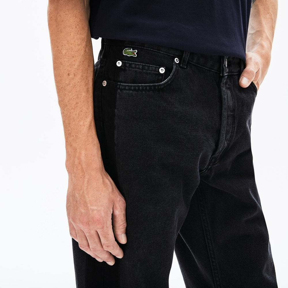Mens   LIVE Straight Cut 5-Pocket Cotton Jeans | Lacoste Black • C31