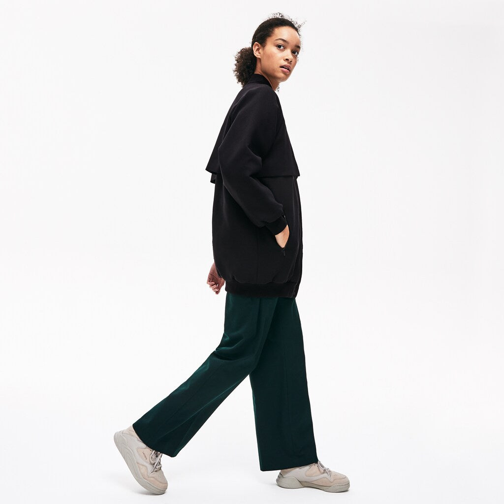 Womens Wo  Quilted Lining Long Wool Crepe Bomber Jacket | Lacoste Black • 031
