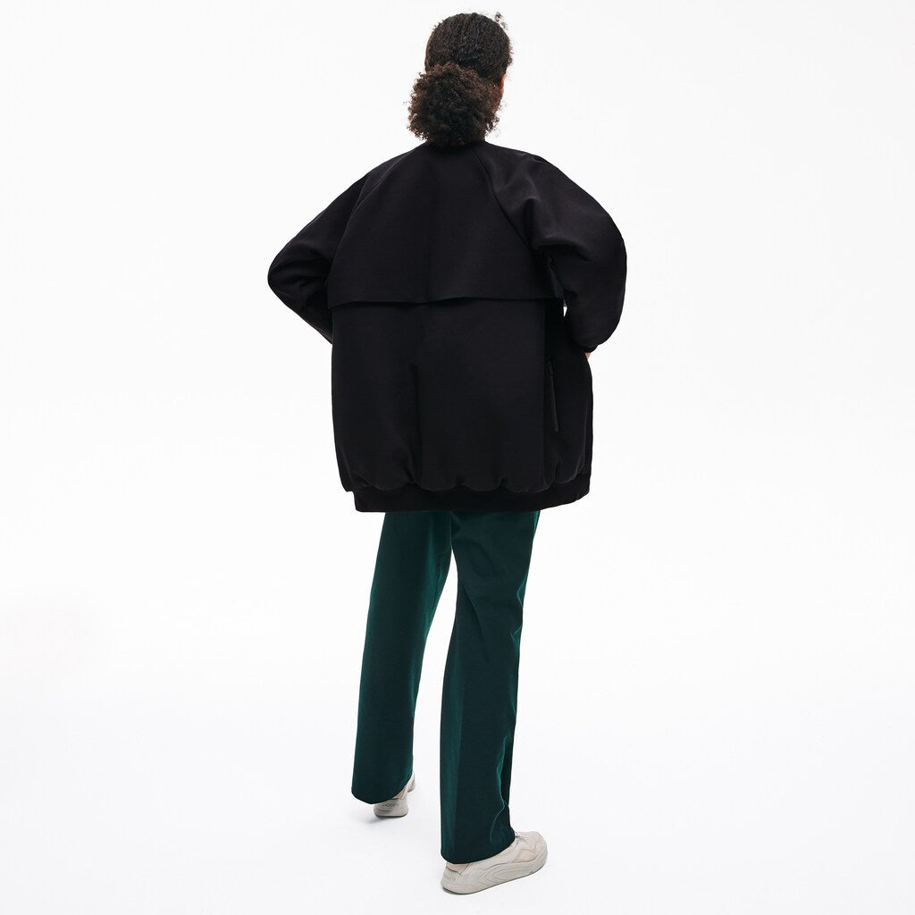 Womens Wo  Quilted Lining Long Wool Crepe Bomber Jacket | Lacoste Black • 031