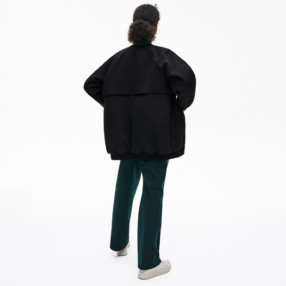 Womens Wo  Quilted Lining Long Wool Crepe Bomber Jacket | Lacoste Black • 031